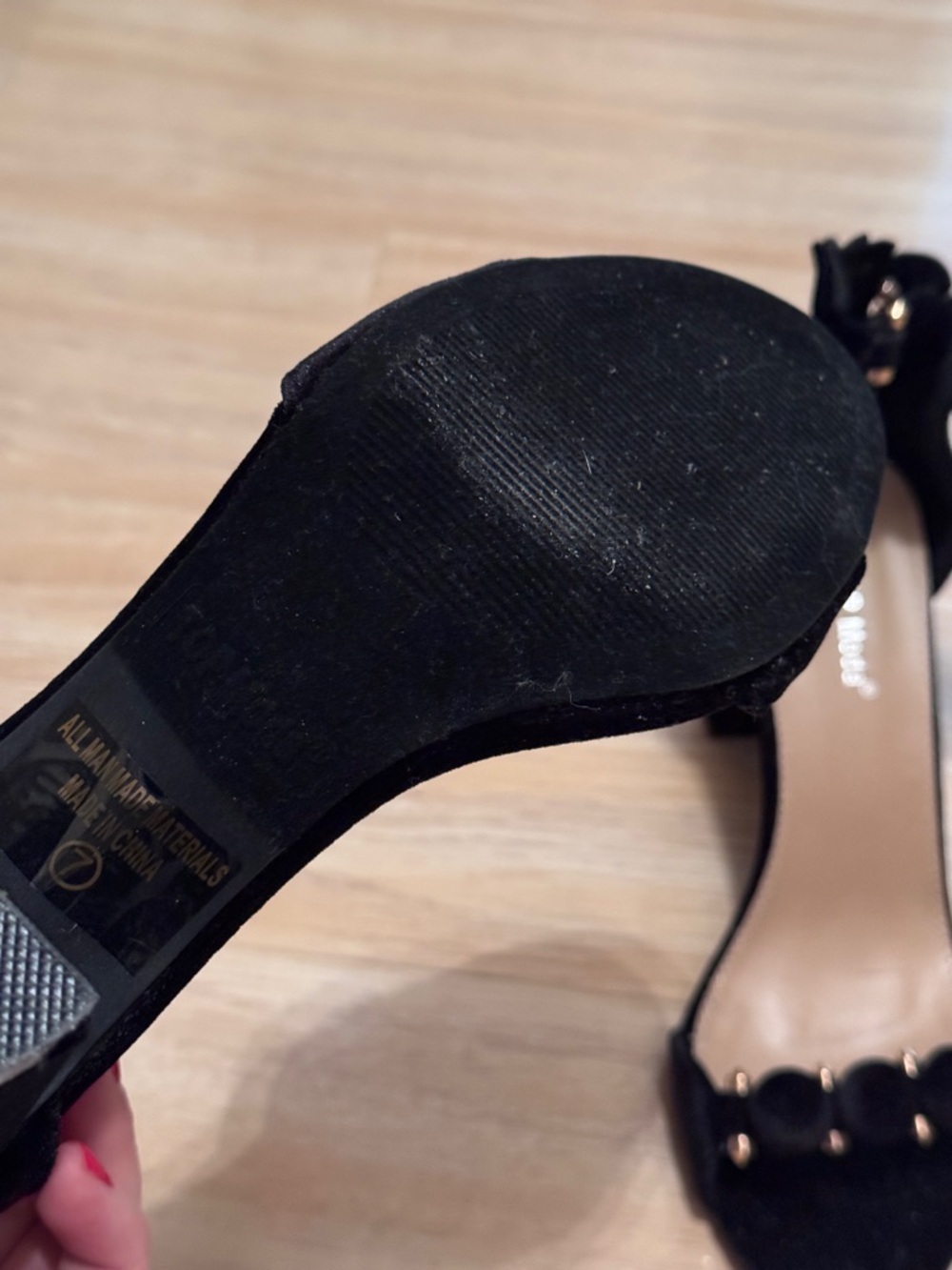 Black Studded Block Heel Sandals - Picture 4 of 8